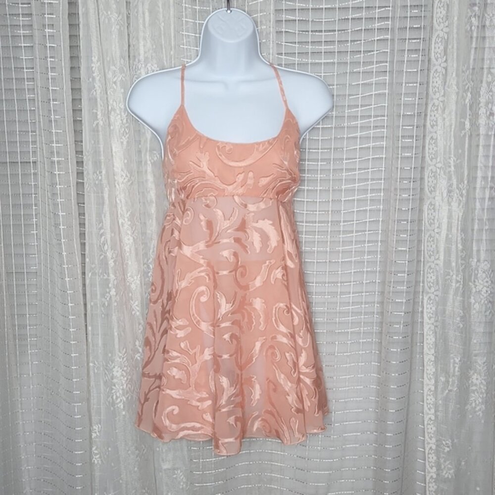 Vintage Victoria's Secret Laser Cut Satin Teddy w/ Matching Hight Cut Thong SzM